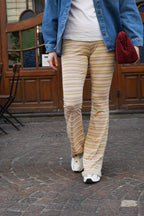 Pantalon Billie Rayure Rose/Beige Paillette