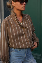 Blouse Sidonie Rayure Moka/Écru