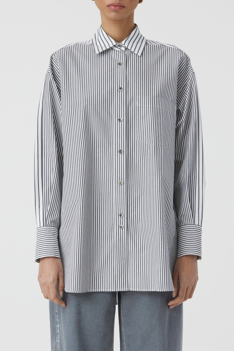 Chemise À Manche Longues Avec Poches Poitrine - Charcoal - Femme