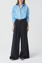 Camisa con Detalle de Costura - Sky Blue - Mujer