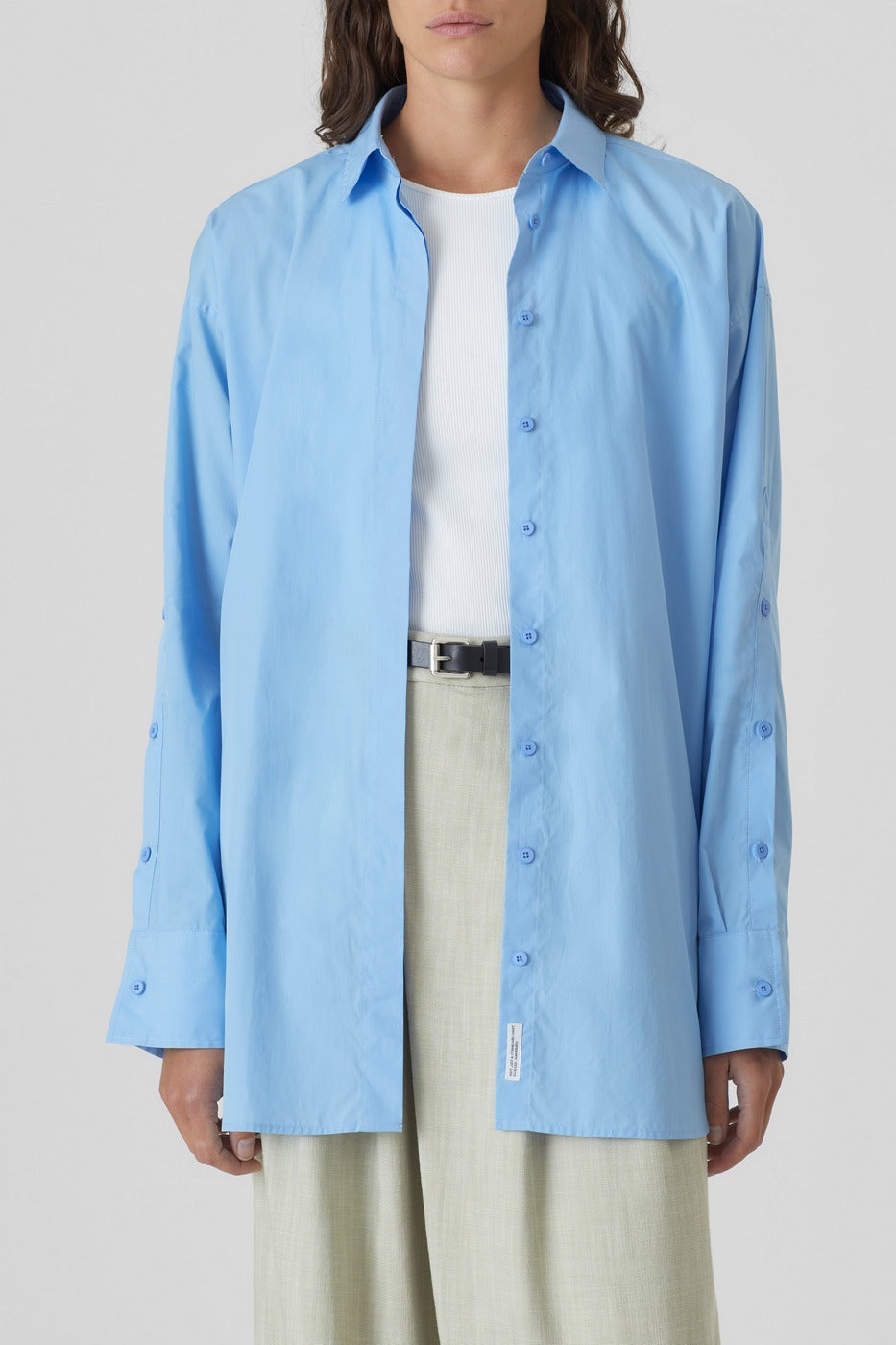 Camisa con Detalle de Costura - Sky Blue - Mujer