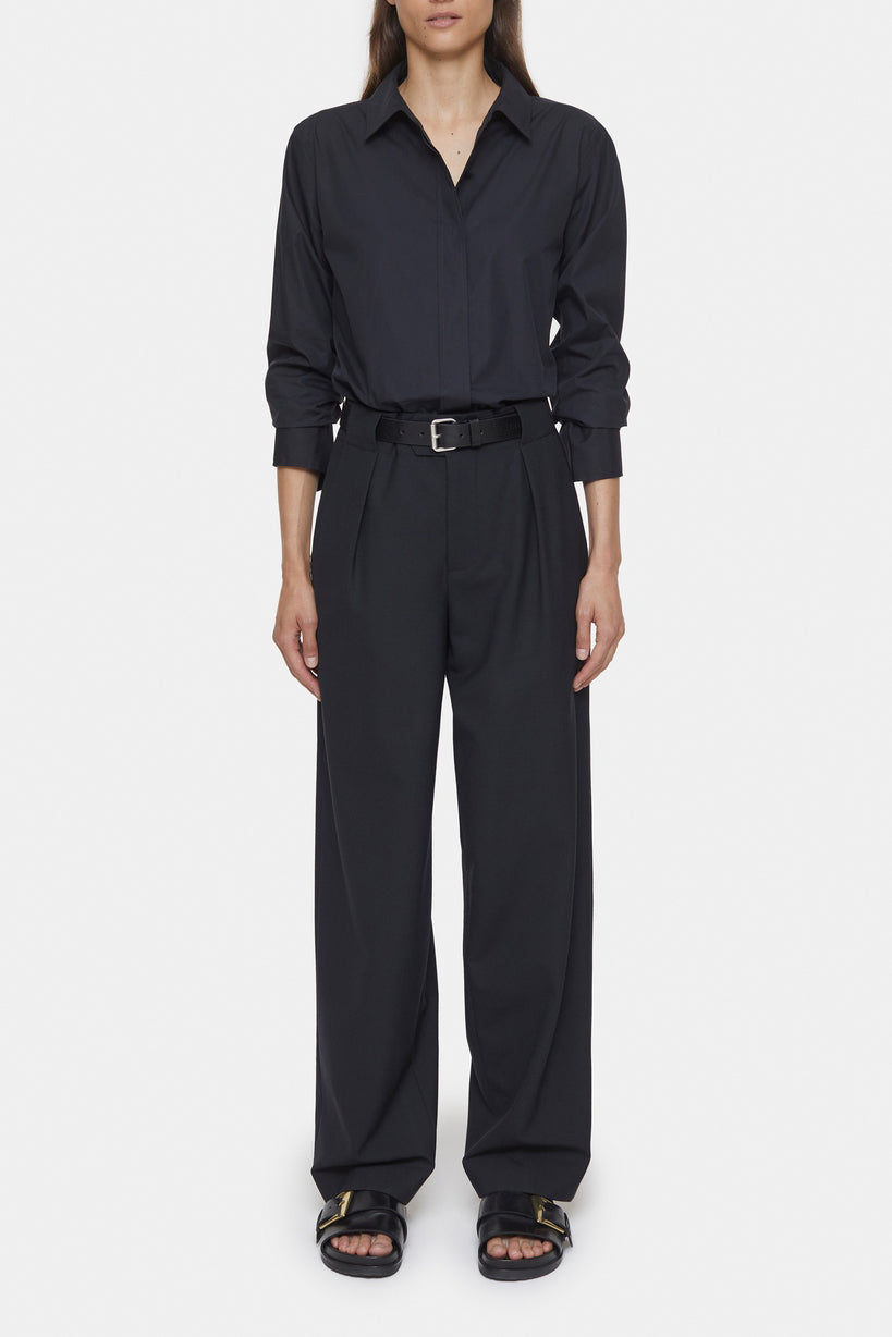 Camisa Larga Ajustada - Black - Mujer