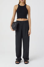 Cropped Tank Top - Black - Femme