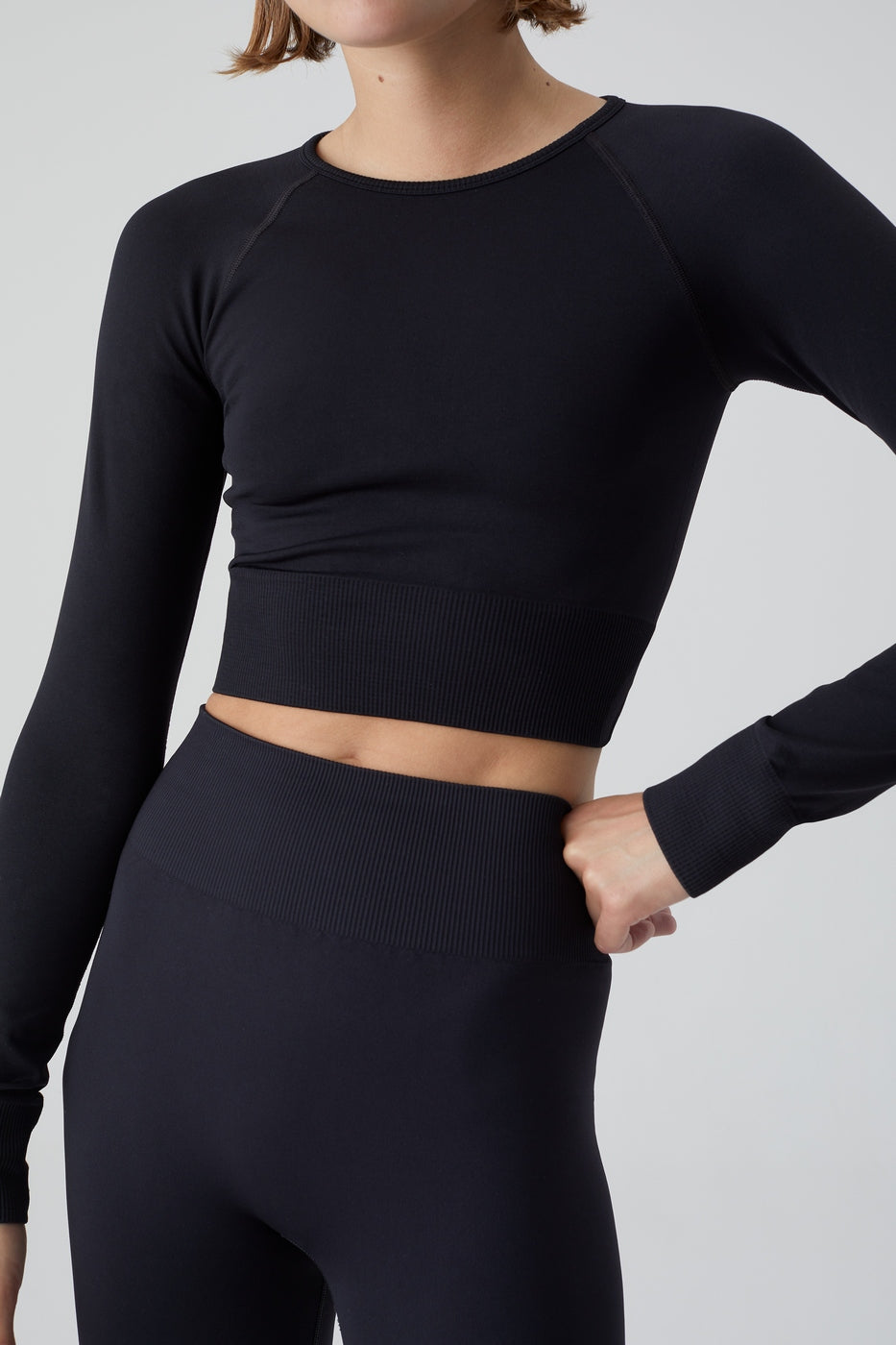 Camisetas Cropped Raglan Longsleeve - Ivory - Mujer