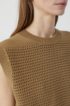 Crew Neck Vest - Nutmeg - Mujer