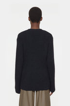 V Cardigan Long Sleeve - Black - Femme
