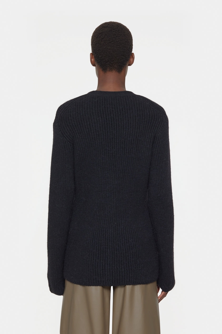 V Cardigan Long Sleeve - Black - Femme