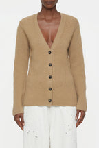 V Cardigan Long Sleeve - Dried Tabaco - Mujer