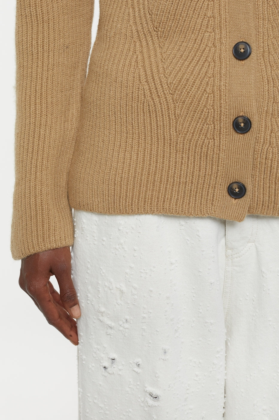 V Cardigan Long Sleeve - Dried Tabaco - Mujer
