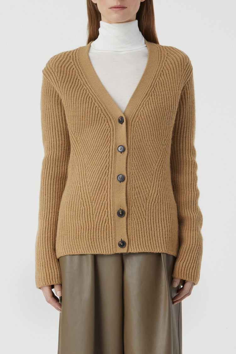 V Cardigan Long Sleeve - Dried Tabaco - Mujer