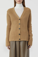 V Cardigan Long Sleeve - Dried Tabaco - Mujer