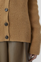V Cardigan Long Sleeve - Dried Tabaco - Mujer