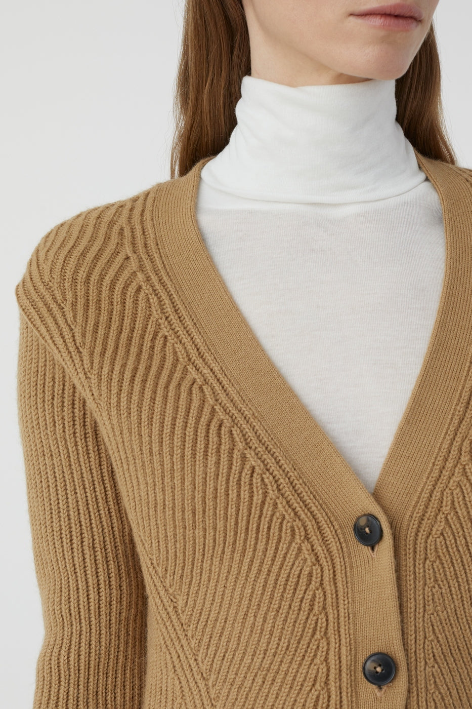 V Cardigan Long Sleeve - Dried Tabaco - Mujer