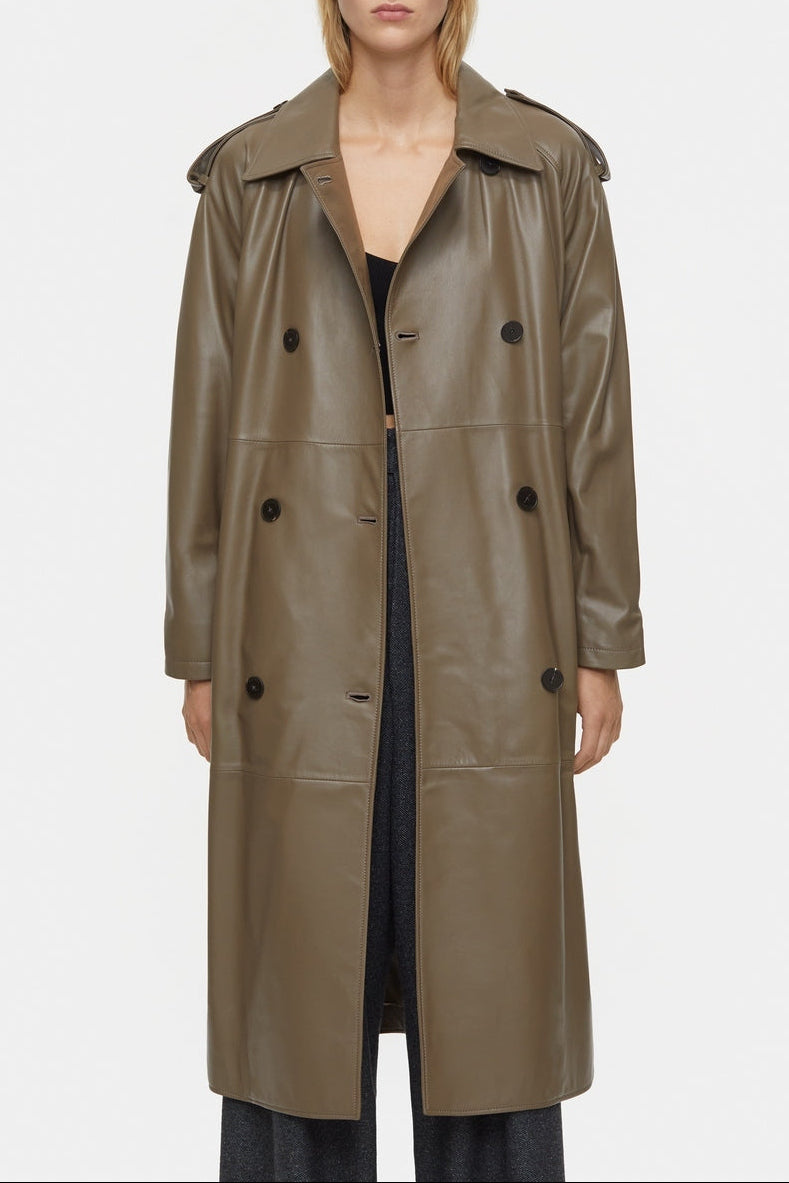 Leather Trench - Old Pine - Femme