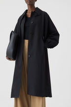 Raglan Sleeve Trench - Black - Femme