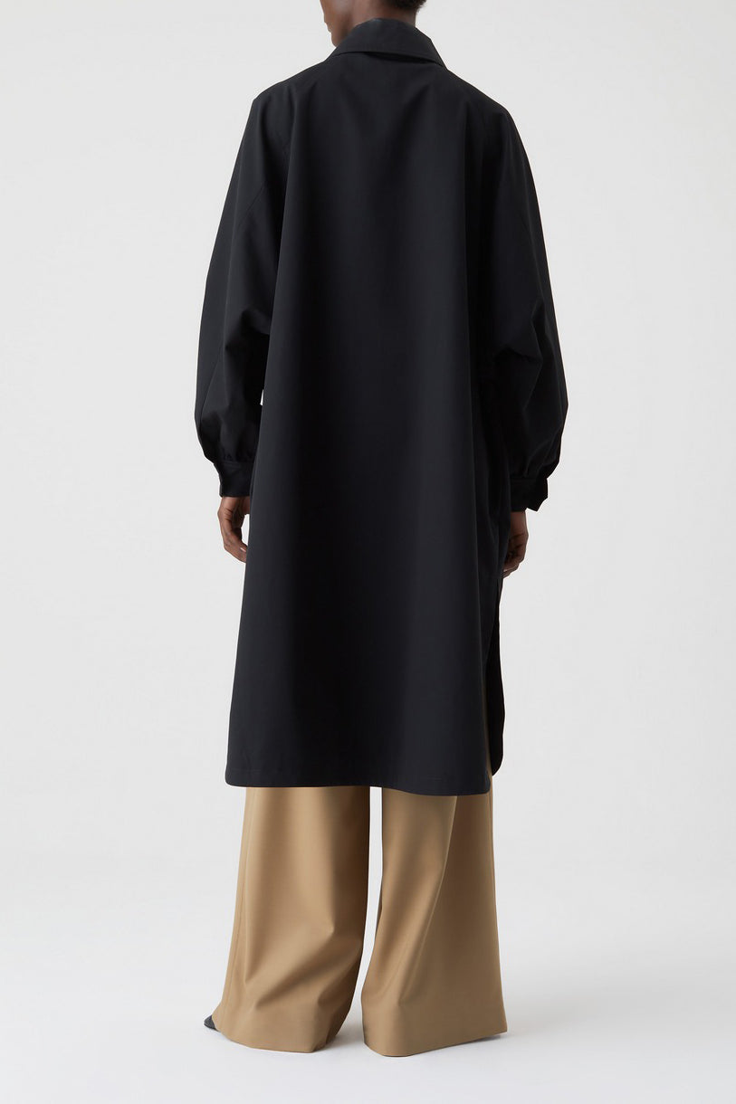 Raglan Sleeve Trench - Black - Femme