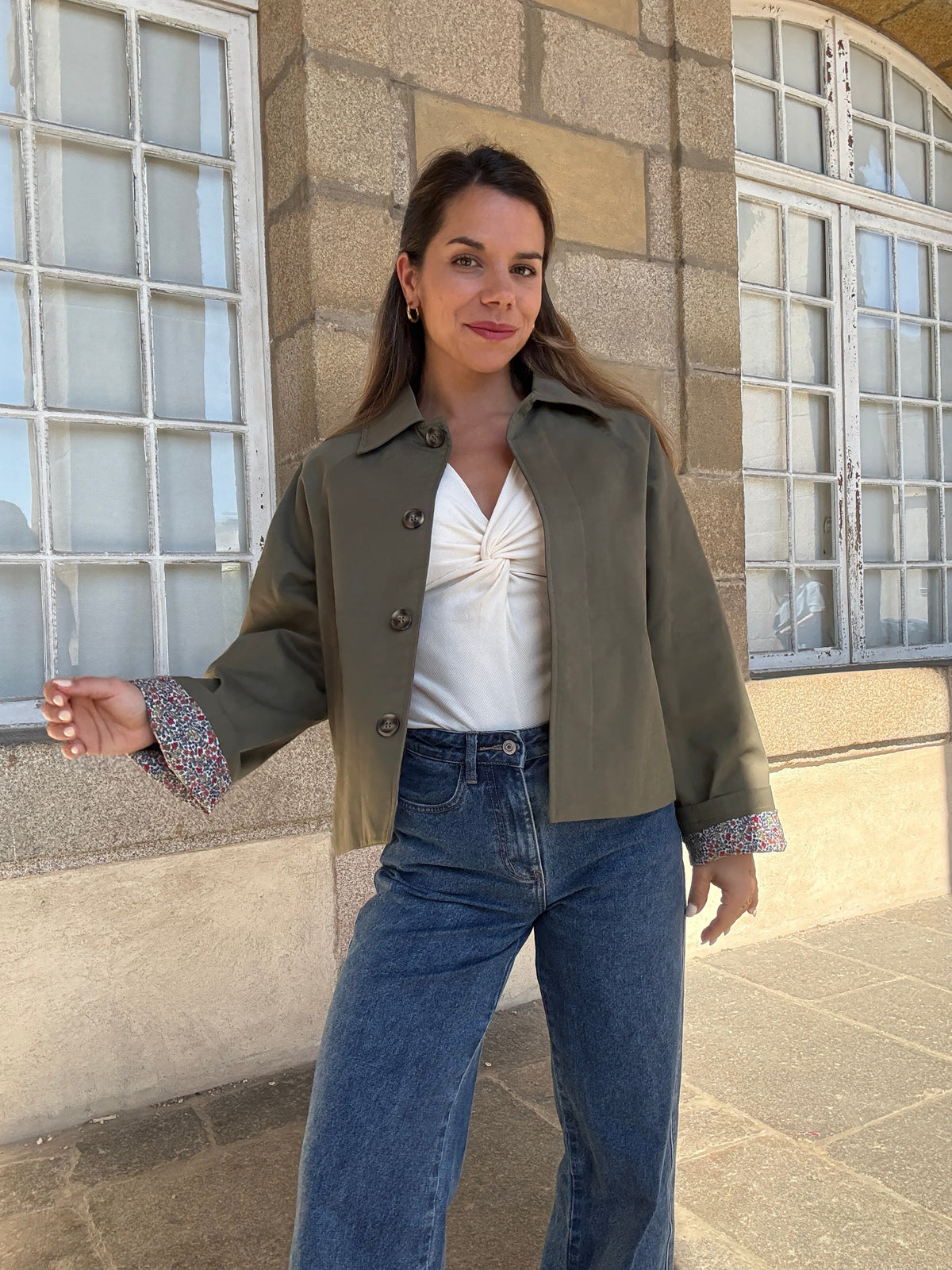 Chaqueta trench Edith de algodón Liberty caqui
