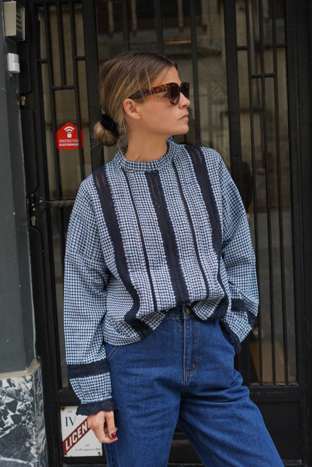 Blouse Margaux Carreaux Marine
