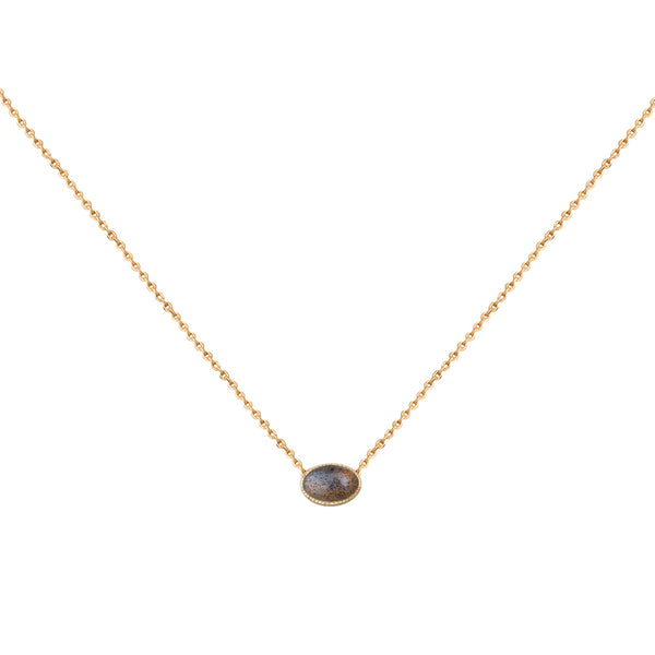 Cab Oval Golden Labradorite Necklace