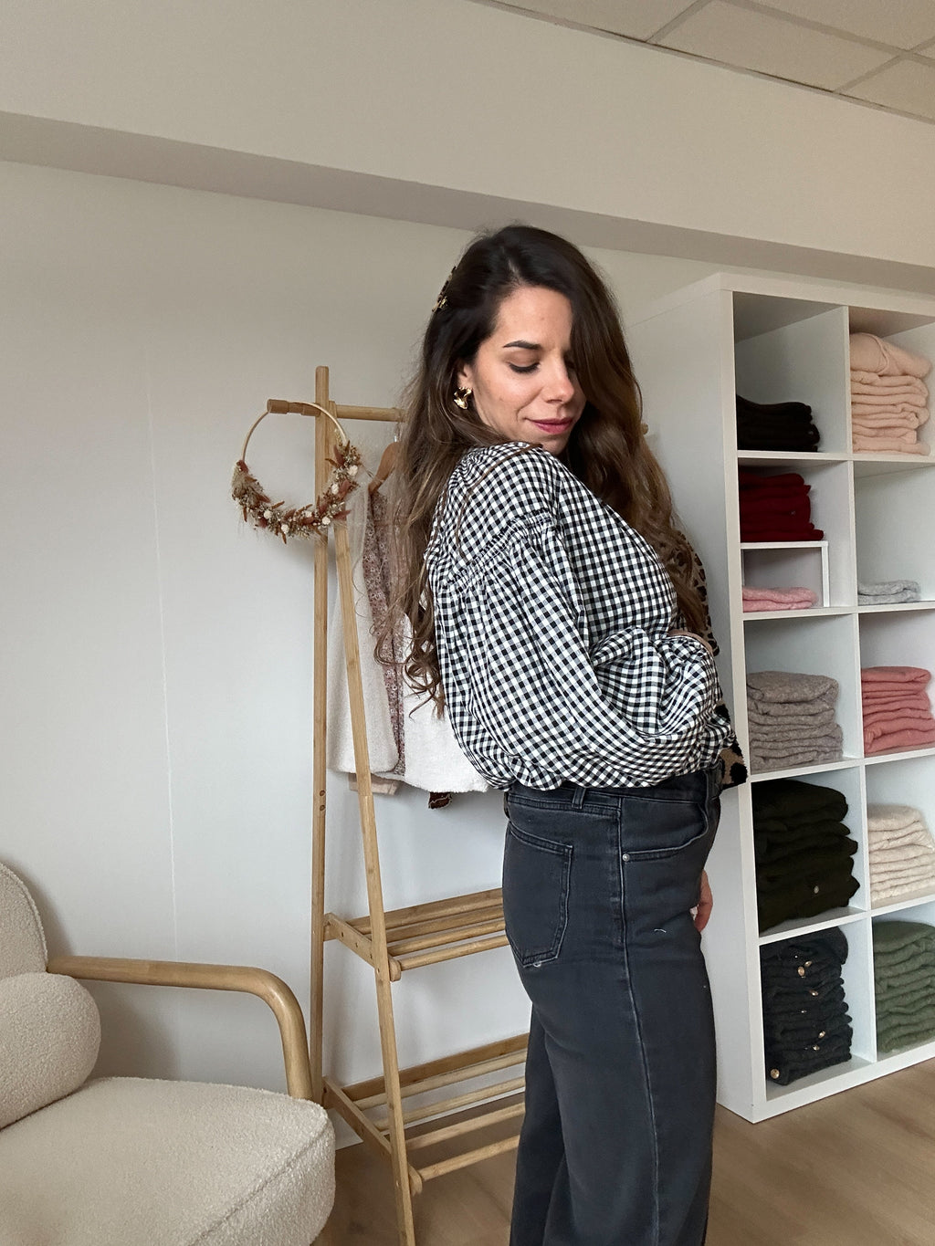 Blusa vichy negra Clothilde