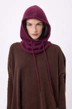 Balaklava - Vinröd - Unisex - 100 % Kaschmir