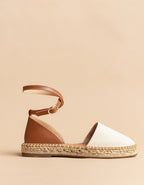 Espadrilles Plates Calvi - Cuir Toile Crème - Femme