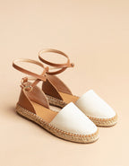Espadrilles Plates Calvi - Cuir Toile Crème - Femme