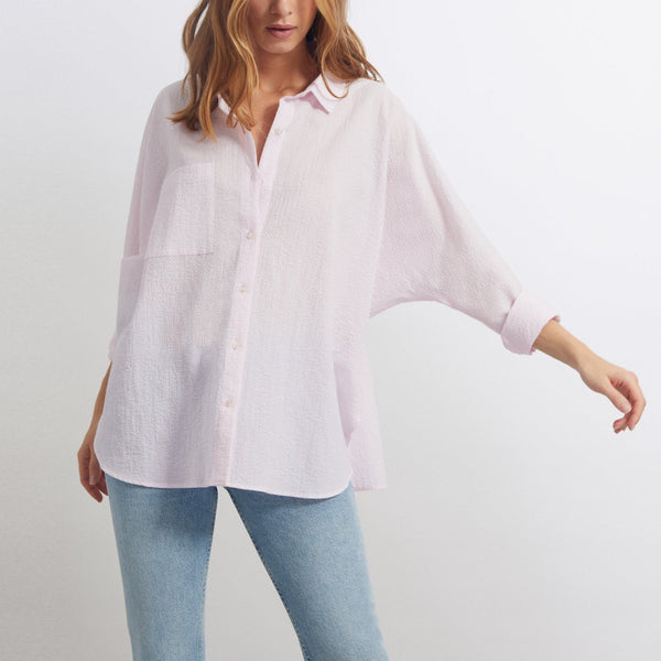 Camila Fancy Shirt - Silver Pink Stripes - Women