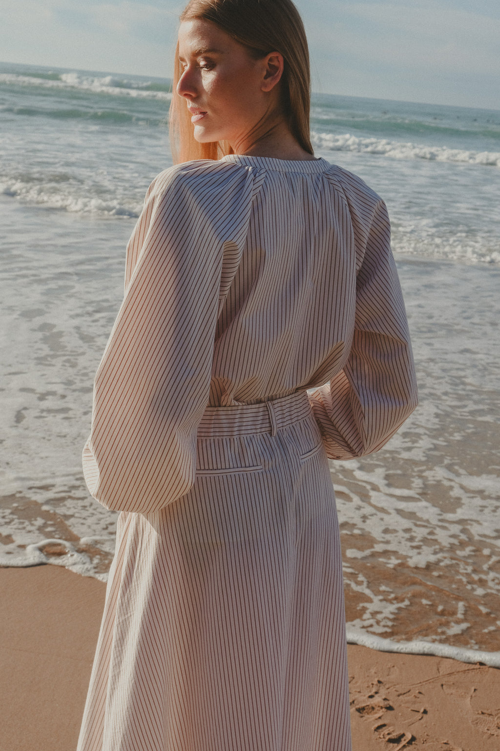 Skirt - Candice - Ecru Curry Stripe
