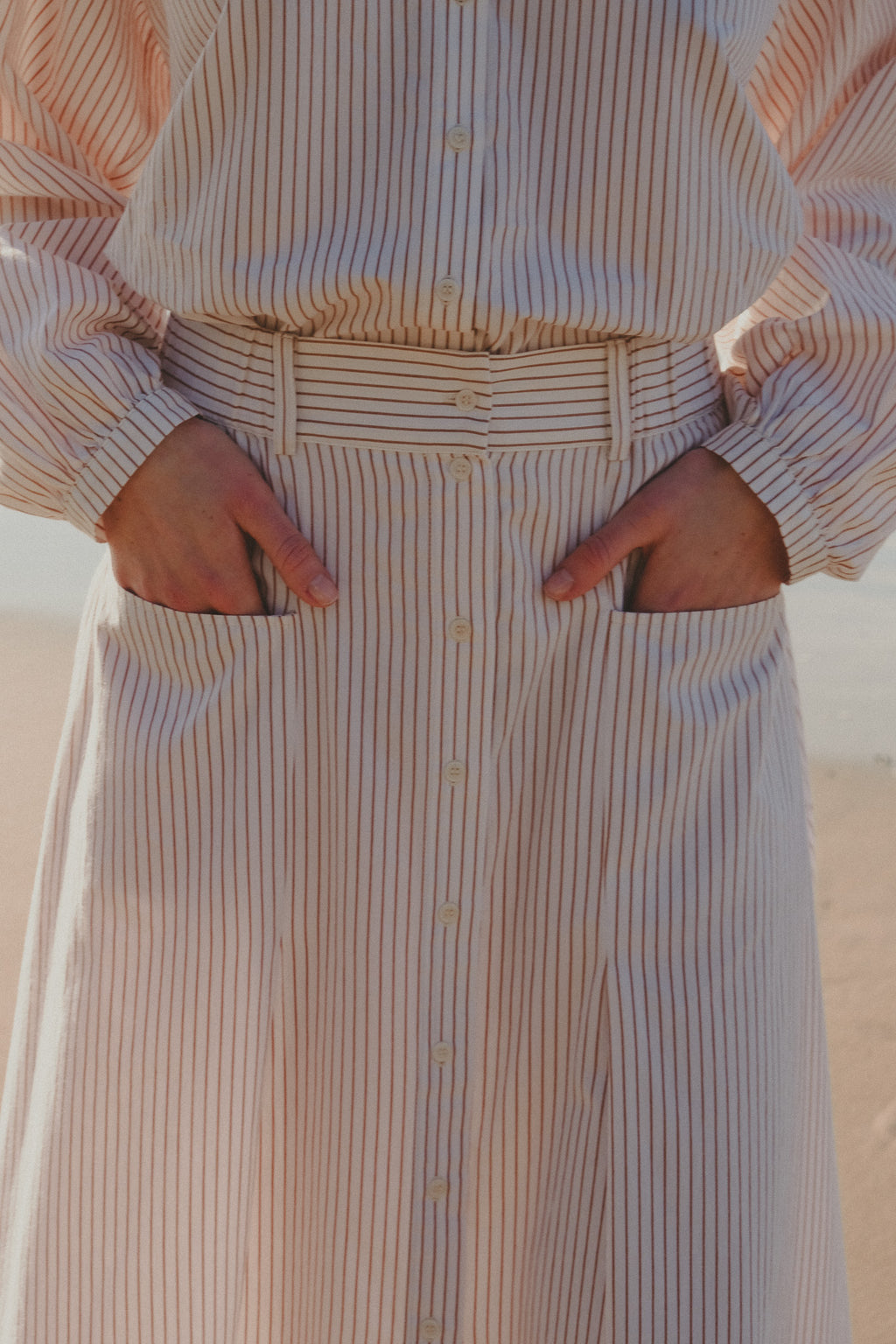 Skirt - Candice - Ecru Curry Stripe