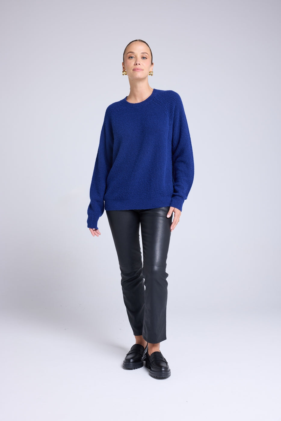 Candice Bouclé Cashmere Crew-Neck Jumper - Navy Blue