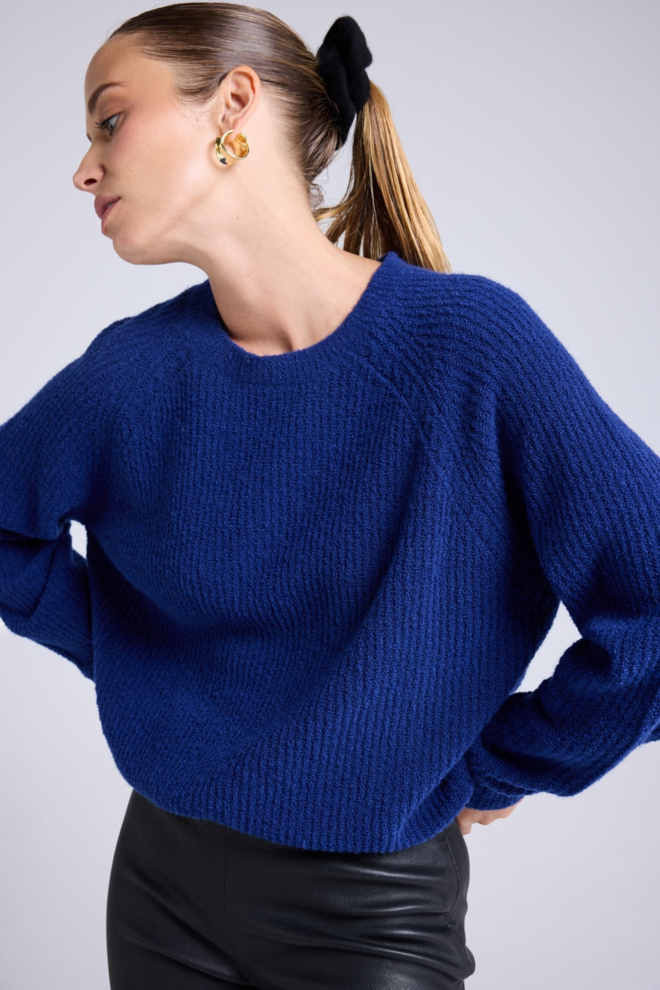 Candice Bouclé Cashmere Crew-Neck Jumper - Navy Blue