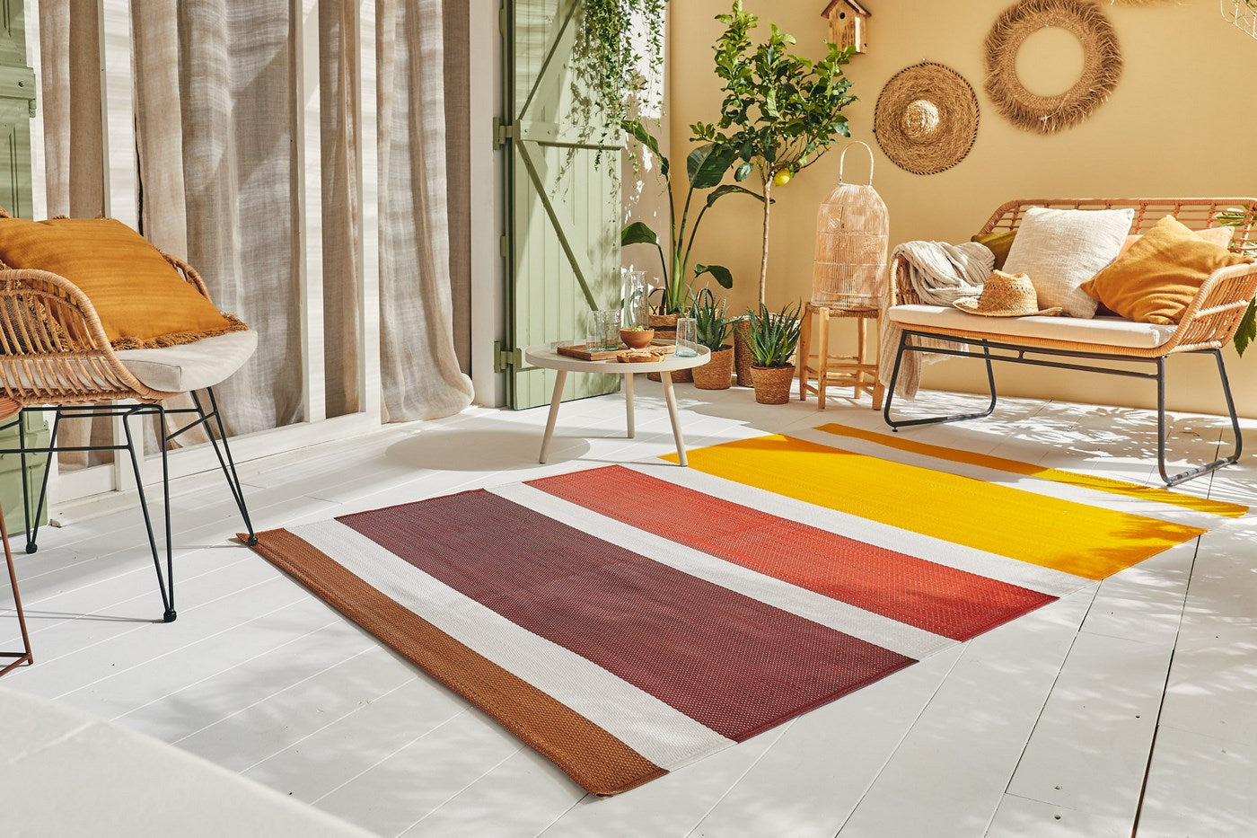 Capri - Alfombra de exterior - Polipropileno - Naranja