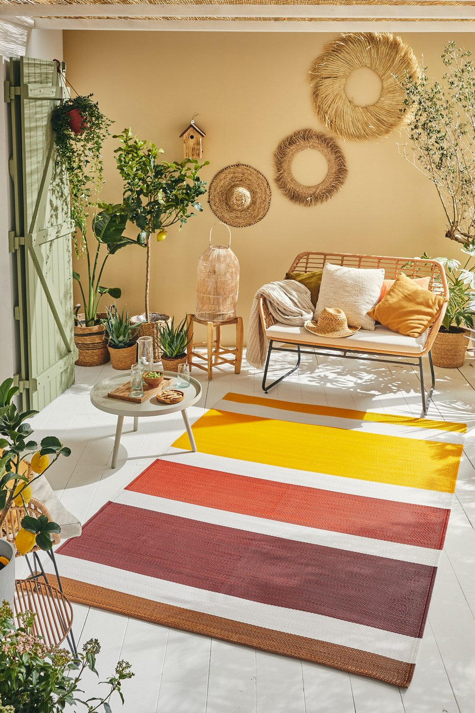 Capri - Alfombra de exterior - Polipropileno - Naranja
