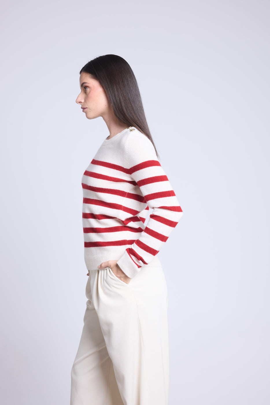 Jersey marinero Carole - Blanco rojo - Mujer