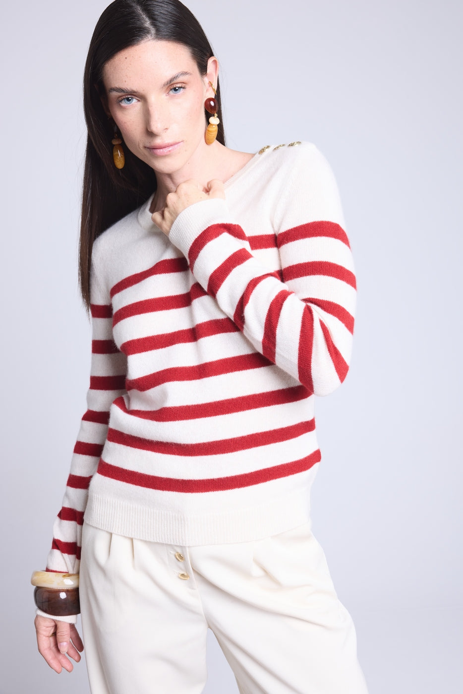 Jersey marinero Carole - Blanco rojo - Mujer