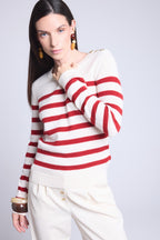 Jersey marinero Carole - Blanco rojo - Mujer