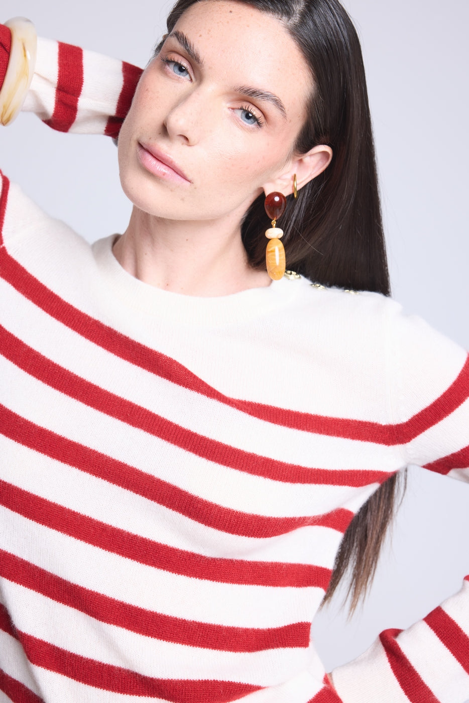 Jersey marinero Carole - Blanco rojo - Mujer