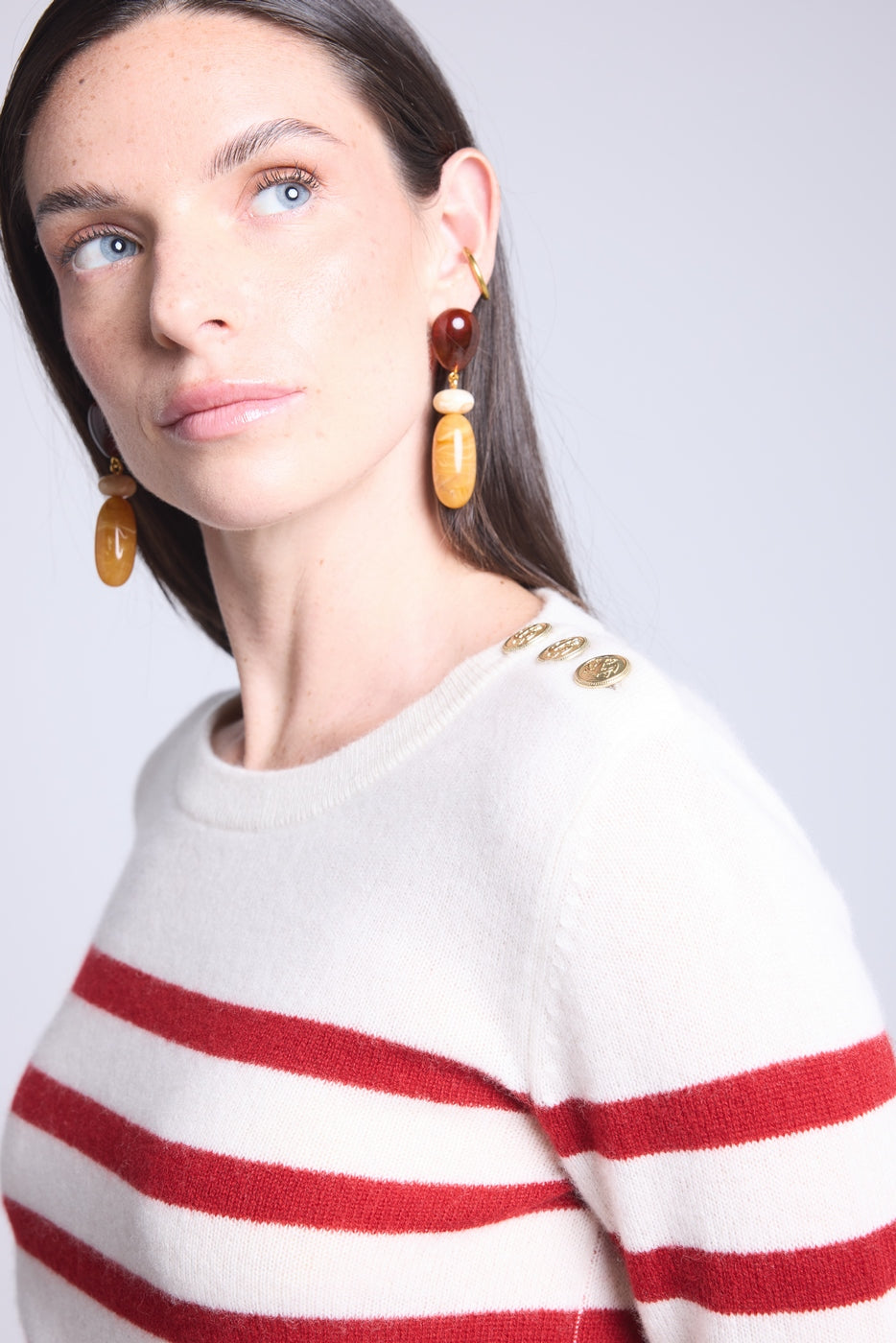 Jersey marinero Carole - Blanco rojo - Mujer