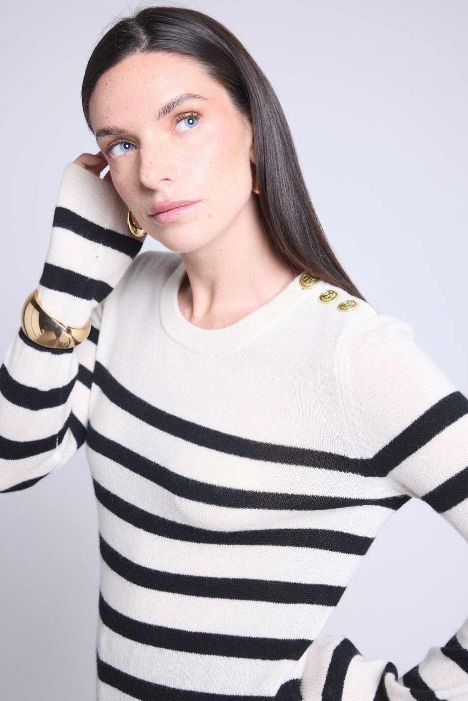 Jersey marinero Carole - Blanco Negro - Mujer
