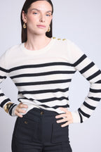 Jersey marinero Carole - Blanco Negro - Mujer