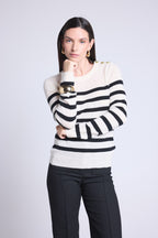 Jersey marinero Carole - Blanco Negro - Mujer
