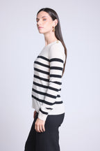Jersey marinero Carole - Blanco Negro - Mujer