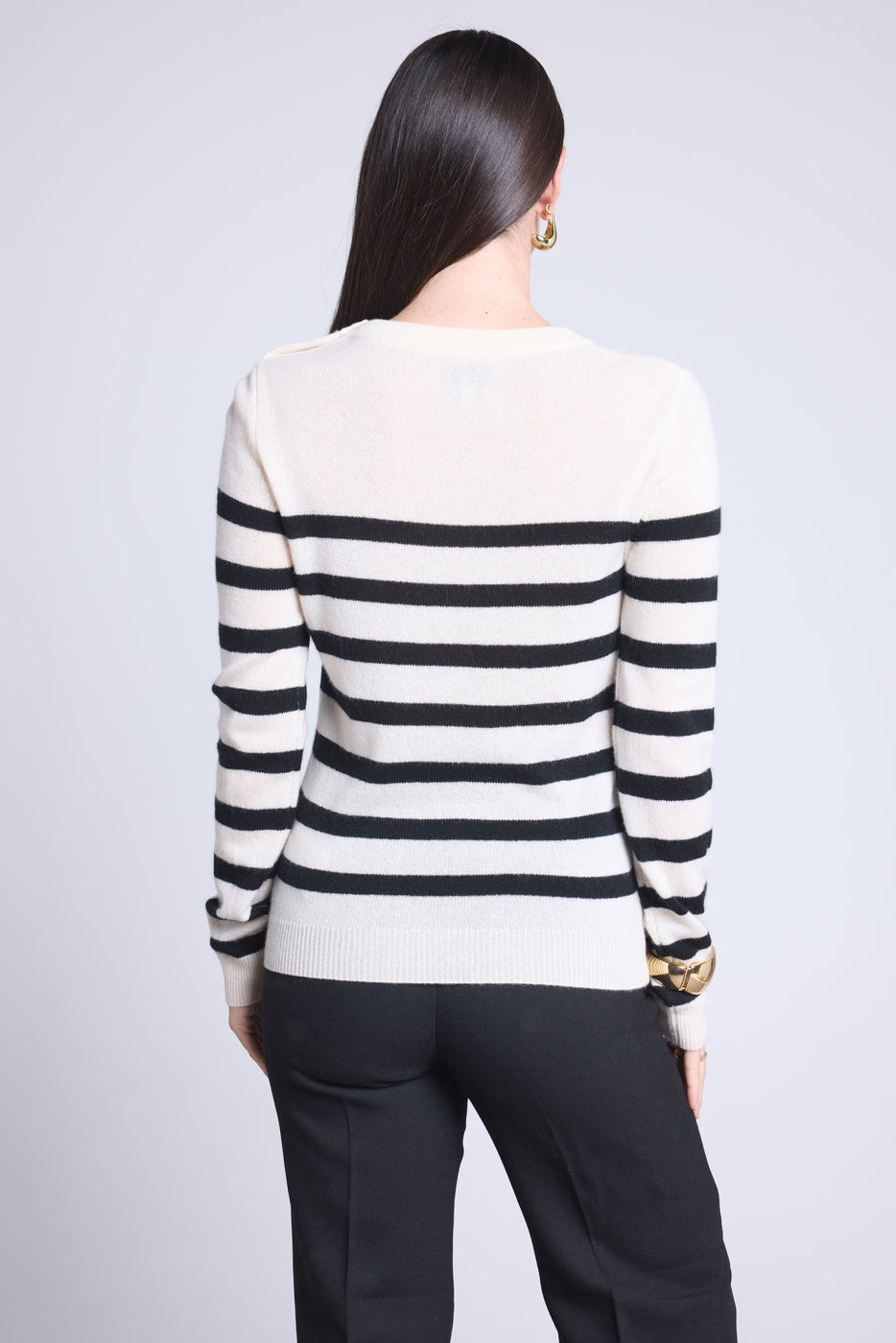 Jersey marinero Carole - Blanco Negro - Mujer