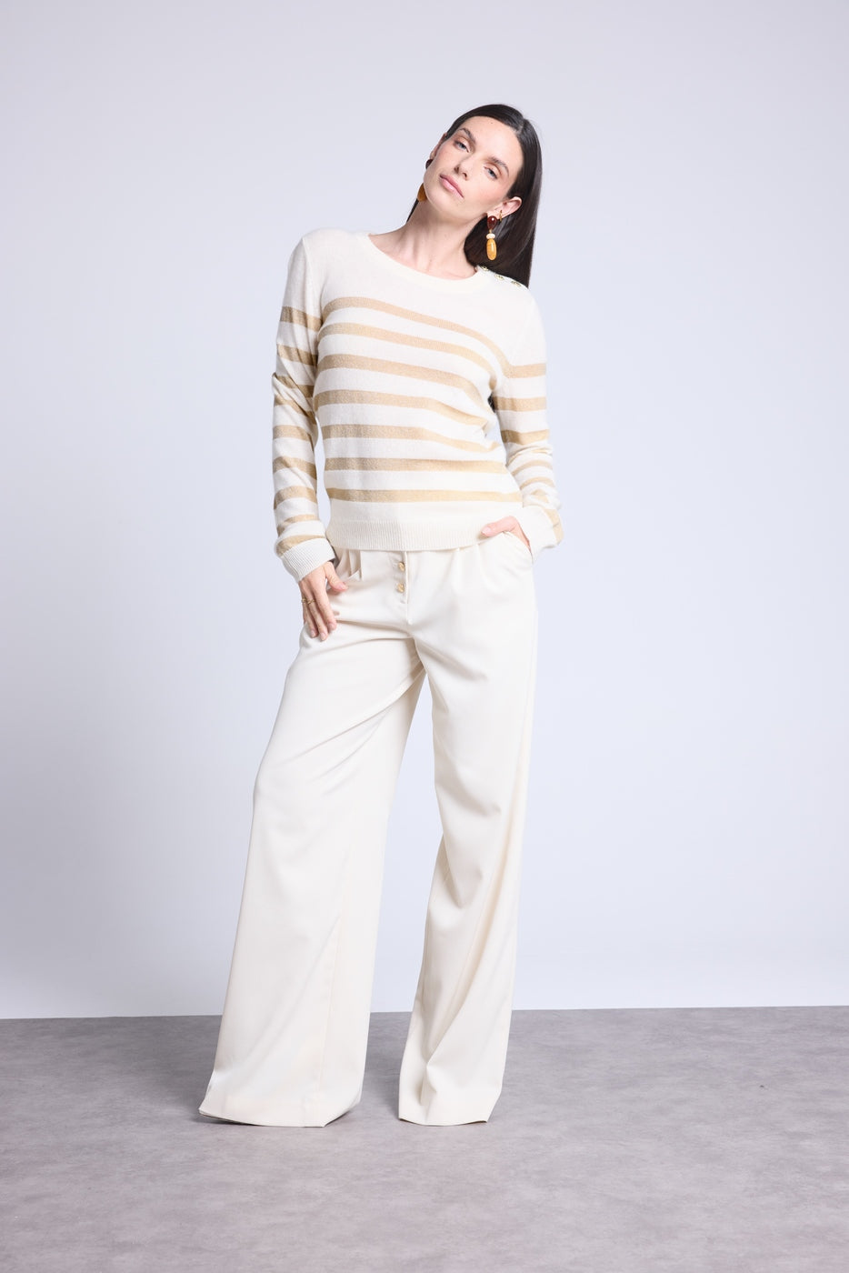 Jersey marinero Carole - Blanco dorado - Mujer
