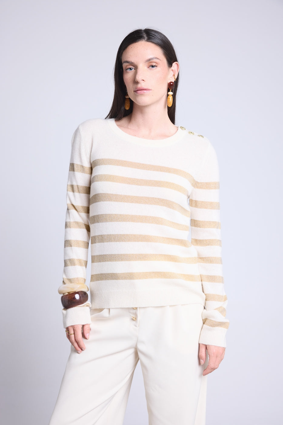 Jersey marinero Carole - Blanco dorado - Mujer