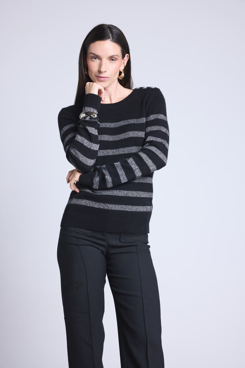 Jersey Marinero Carole - Negro Plateado - Mujer