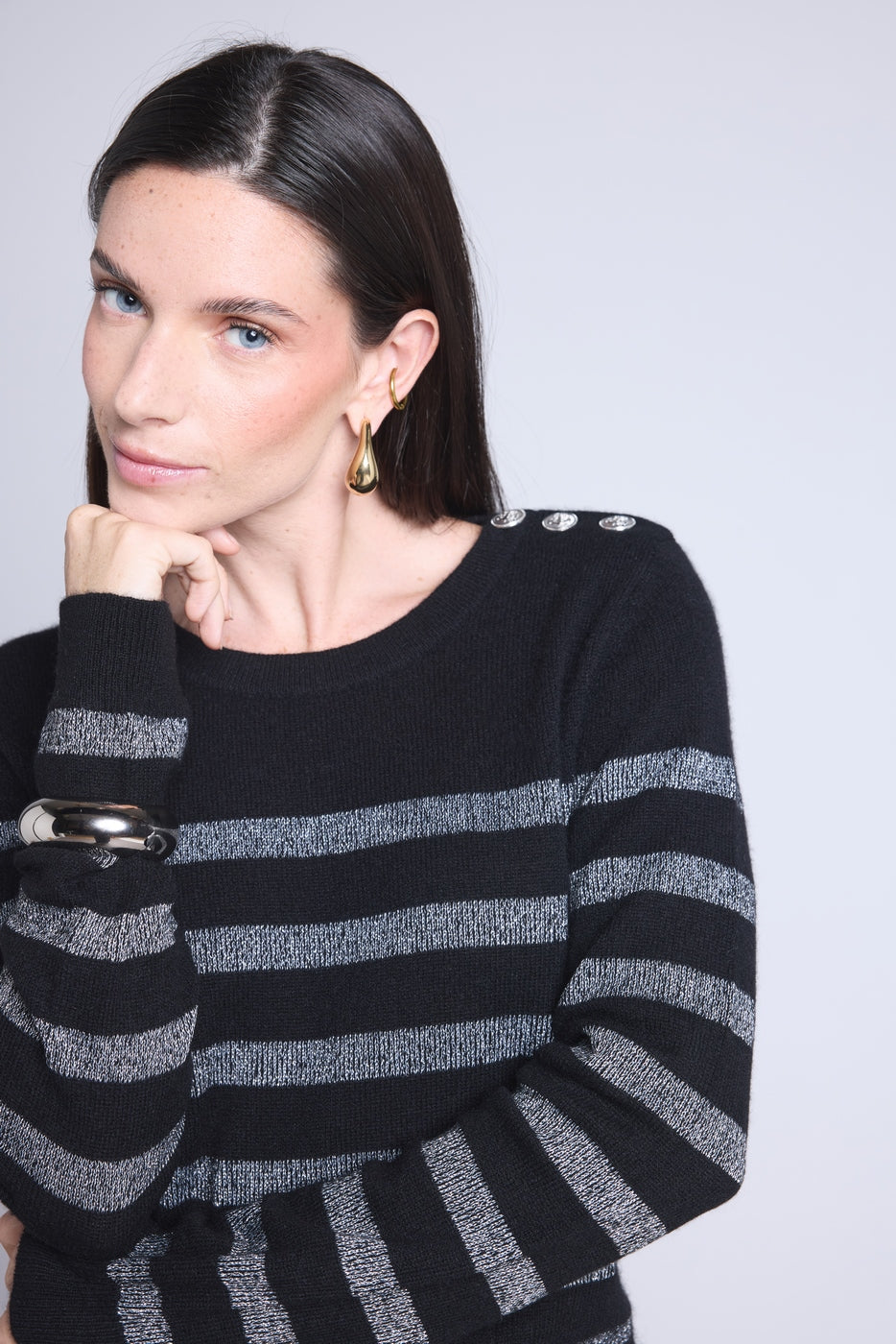 Jersey Marinero Carole - Negro Plateado - Mujer
