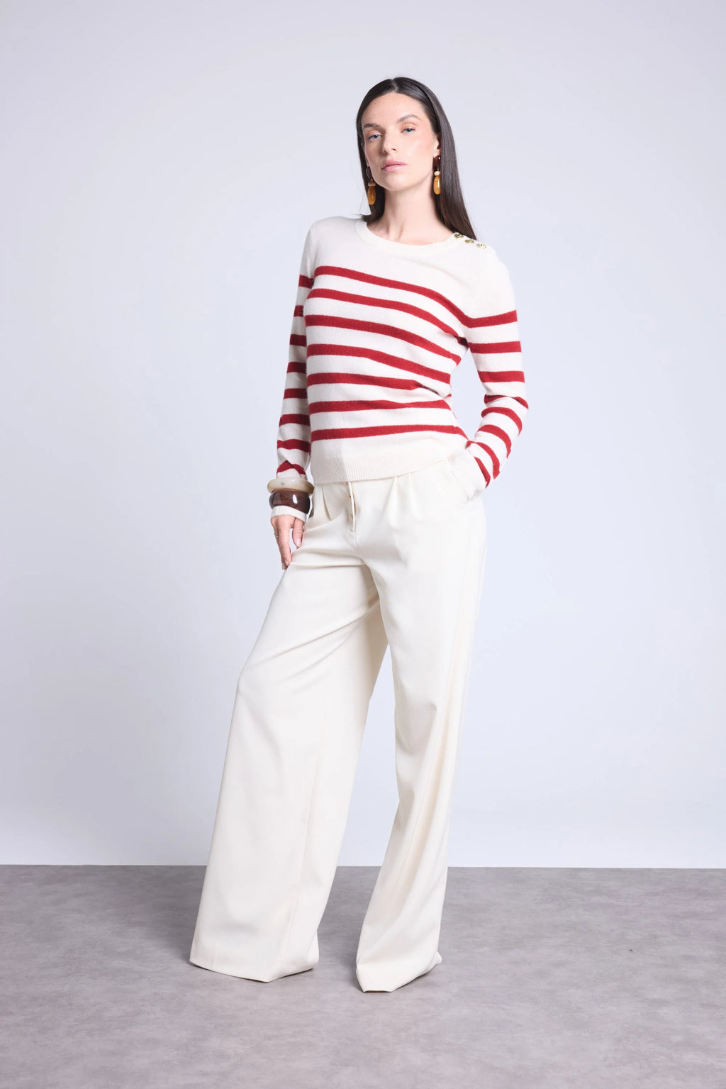 Jersey marinero Carole - Blanco rojo - Mujer