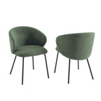 Cassie - Chaises - Tissu Chenille - Vert Et Pieds Métal Noir